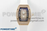 RM07 Ladies Full Diamonds RG ZF 1:1 Best Edition White MOP Dial on White Rubber Strap CRMA2 Clone