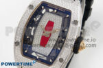 RM07 Ladies Full Diamonds SS ZF 1:1 Best Edition Red Dial on Black Rubber Strap CRMA2 Clone - Image 2