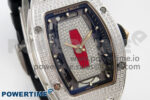 RM07 Ladies Full Diamonds SS ZF 1:1 Best Edition Red Dial on Black Rubber Strap CRMA2 Clone - Image 3