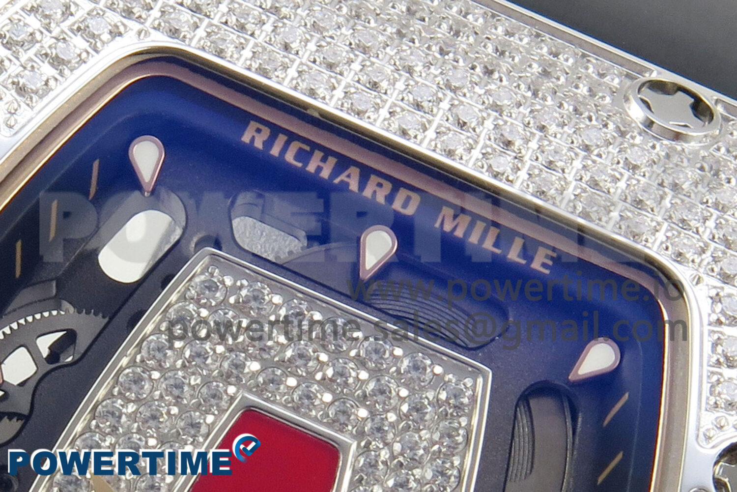RM07 Ladies Full Diamonds SS ZF 1:1 Best Edition Red Dial on Black Rubber Strap CRMA2 Clone - Image 4