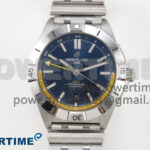 Breitling BLSF Chronomat Automatic 1:1 Best Edition GMT 40mm Blue Dial with Inner Yellow Rim On SS Bracelet