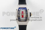 RM07 Ladies Full Diamonds SS ZF 1:1 Best Edition Red Dial on Black Rubber Strap CRMA2 Clone