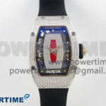 RM07 Ladies Full Diamonds SS ZF 1:1 Best Edition Red Dial on Black Rubber Strap CRMA2 Clone