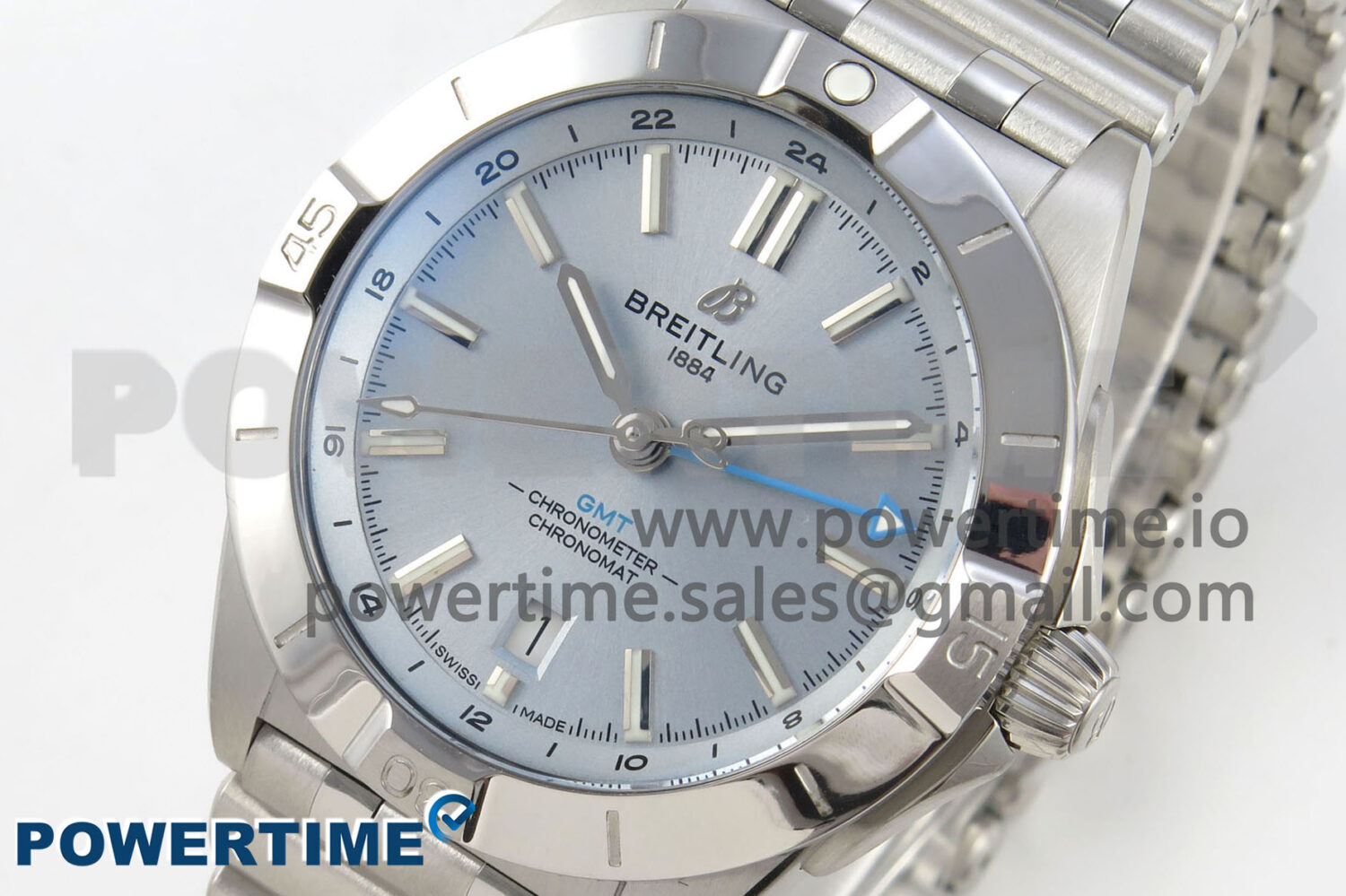 Breitling BLSF Chronomat Automatic 1:1 Best Edition GMT 40mm Ice Blue Dial On SS Bracelet A2836 - Image 3