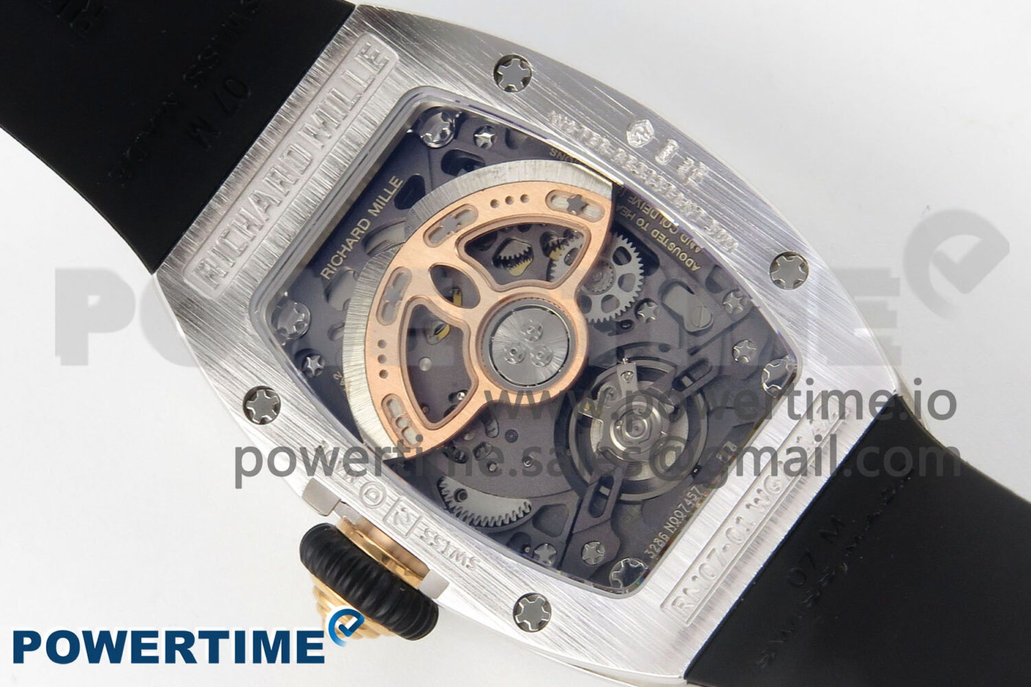 RM07 Ladies Full Diamonds SS ZF 1:1 Best Edition Red Dial on Black Rubber Strap CRMA2 Clone - Image 8