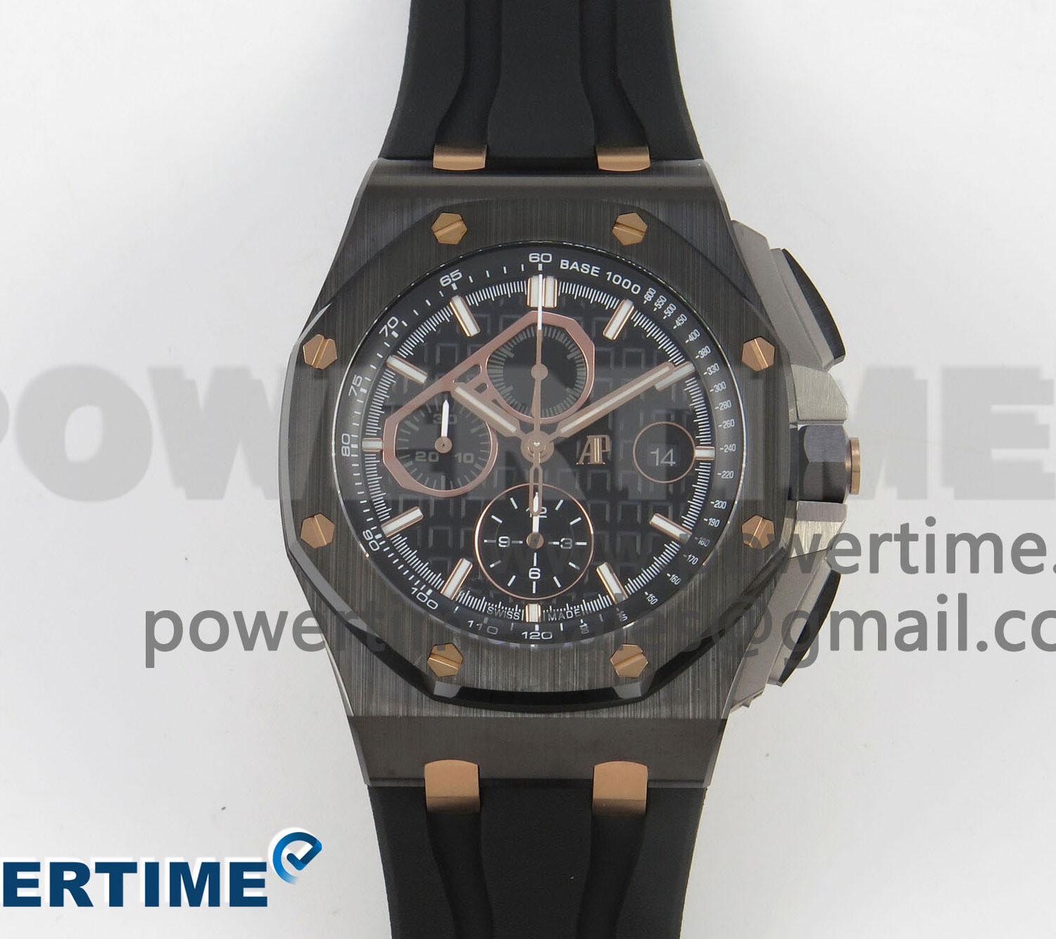 Royal Oak Offshore 44mm Black Ceramic APJF 1:1 Best Edition Black RG Dial on Black Rubber Strap A3126