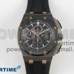 Royal Oak Offshore 44mm Black Ceramic APJF 1:1 Best Edition Black RG Dial on Black Rubber Strap A3126