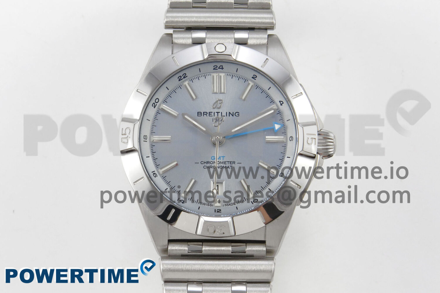 Breitling BLSF Chronomat Automatic 1:1 Best Edition GMT 40mm Ice Blue Dial On SS Bracelet A2836 - Image 1