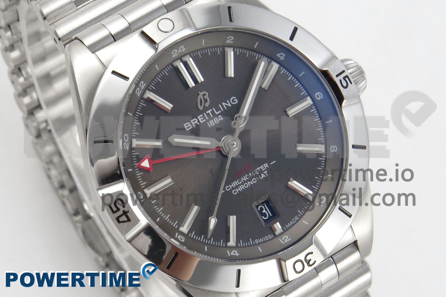 Breitling BLSF Chronomat Automatic 1:1 Best Edition GMT 40mm Grey Dial on SS Bracelet A2836 - Image 2