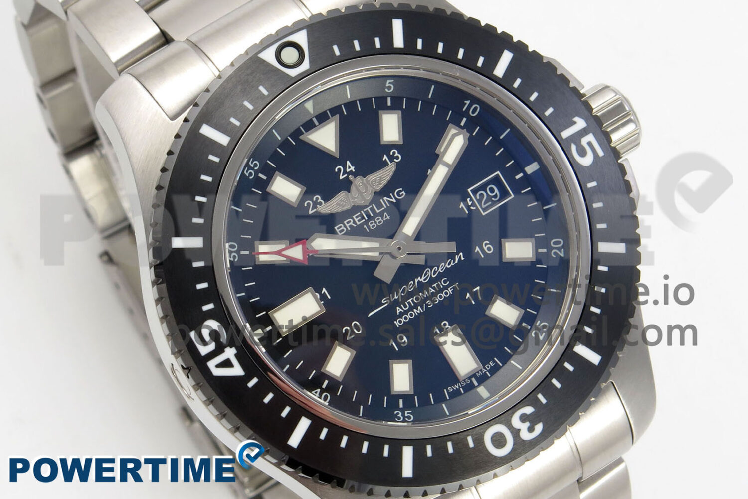Superocean 44mm SS TF 1:1 Best Edition Black Dial Black Bezel on SS Bracelet A2824 V2 - Image 2