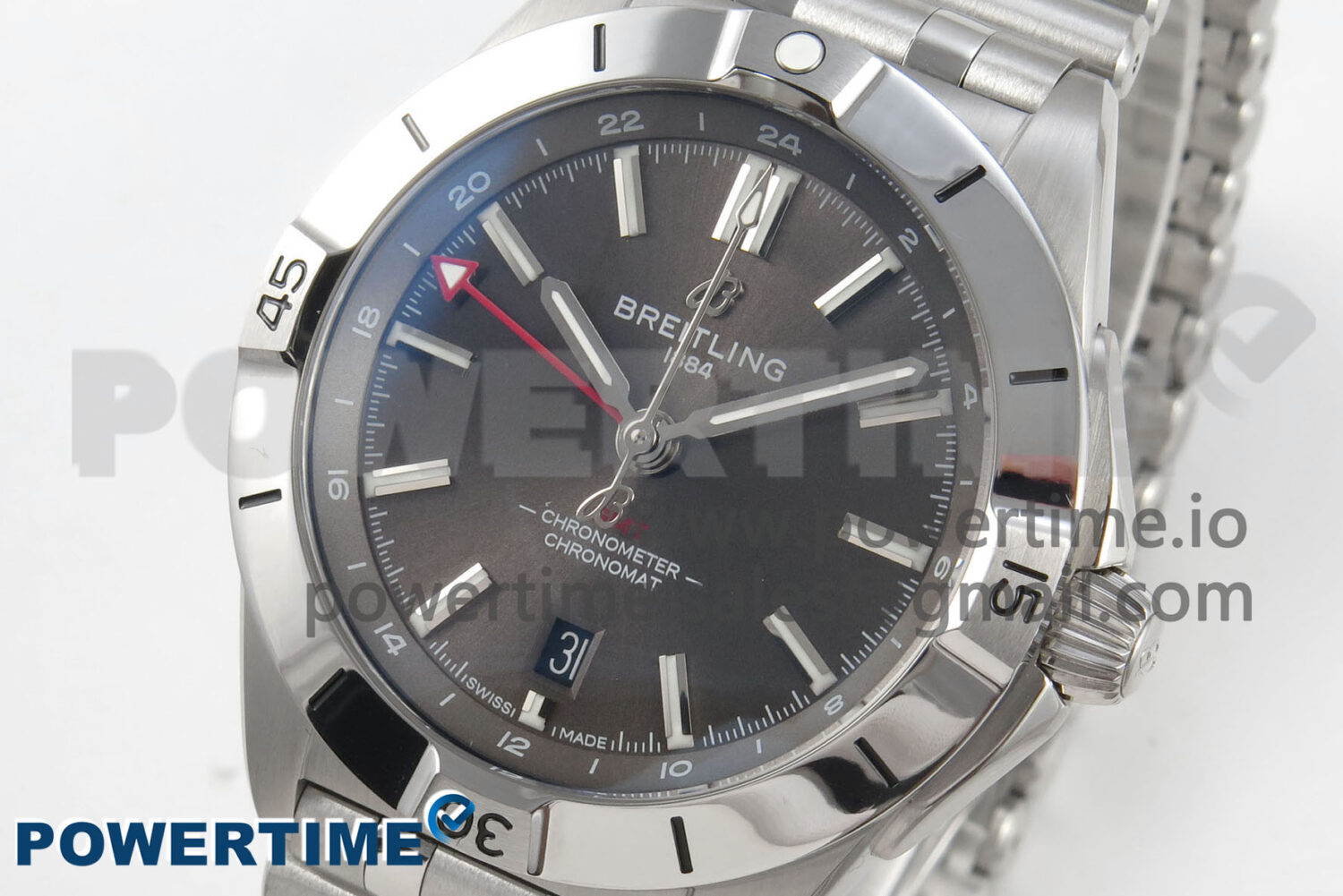 Breitling BLSF Chronomat Automatic 1:1 Best Edition GMT 40mm Grey Dial on SS Bracelet A2836 - Image 3