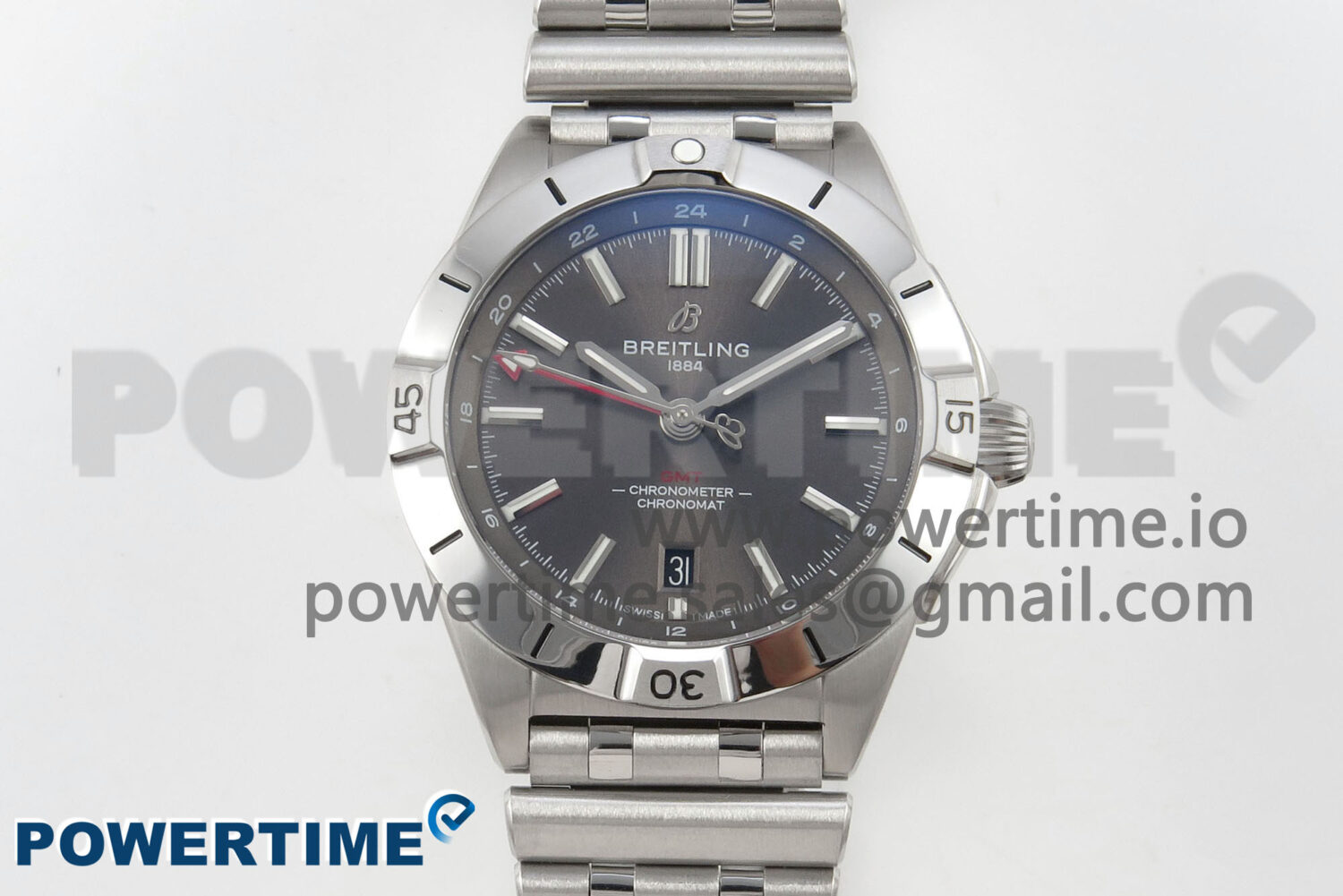 Breitling BLSF Chronomat Automatic 1:1 Best Edition GMT 40mm Grey Dial on SS Bracelet A2836 - Image 1