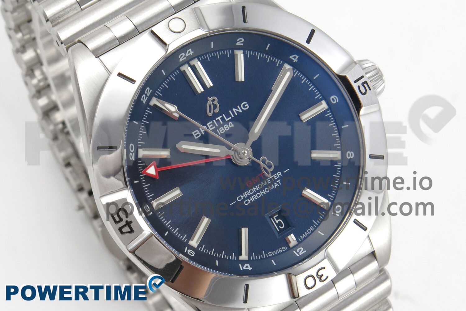 Breitling BLSF Chronomat Automatic 1:1 Best Edition GMT 40mm Blue Dial On SS Bracelet A2836 - Image 2