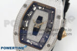 RM07 Ladies Full Diamonds SS ZF 1:1 Best Edition Black Dial on Black Rubber Strap CRMA2 Clone - Image 3
