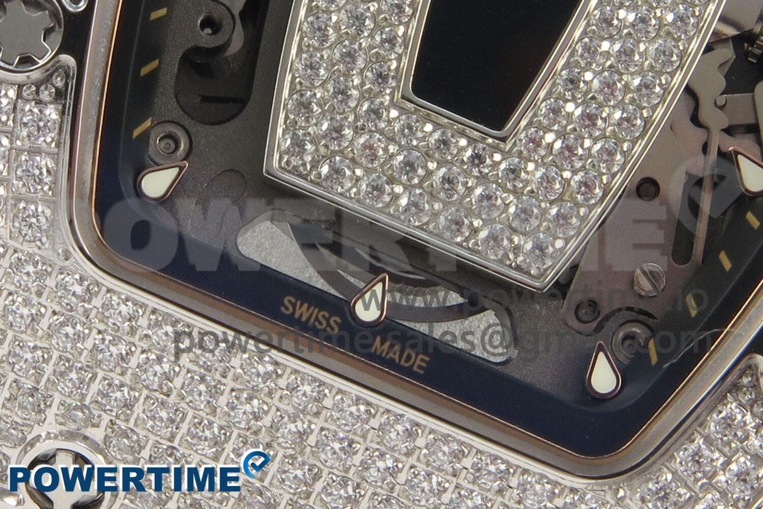 RM07 Ladies Full Diamonds SS ZF 1:1 Best Edition Black Dial on Black Rubber Strap CRMA2 Clone - Image 5