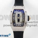 RM07 Ladies Full Diamonds SS ZF 1:1 Best Edition Black Dial on Black Rubber Strap CRMA2 Clone