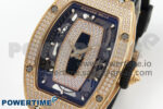 RM07 Ladies Full Diamonds RG ZF 1:1 Best Edition Black Dial on Black Rubber Strap CRMA2 Clone - Image 2