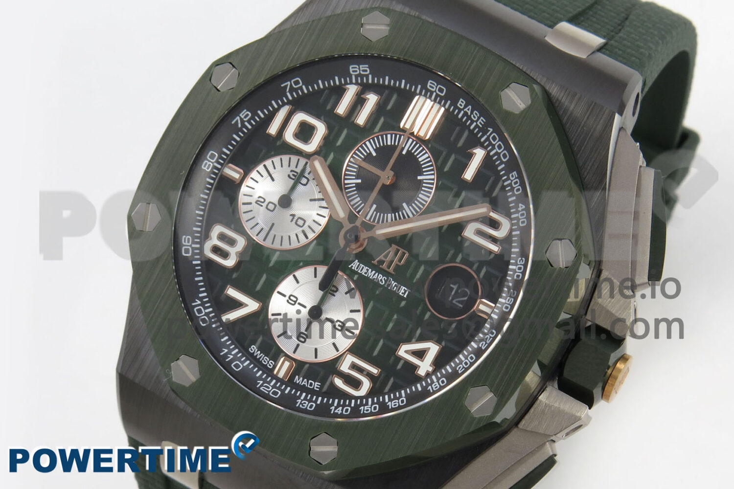 Royal Oak Offshore 44mm Green Ceramic APJF 1:1 Best Edition Green Dial on Green Rubber Strap A3126 - Image 2