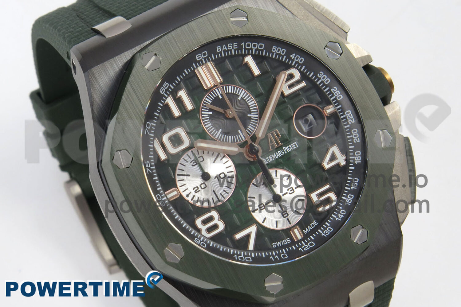 Royal Oak Offshore 44mm Green Ceramic APJF 1:1 Best Edition Green Dial on Green Rubber Strap A3126 - Image 3