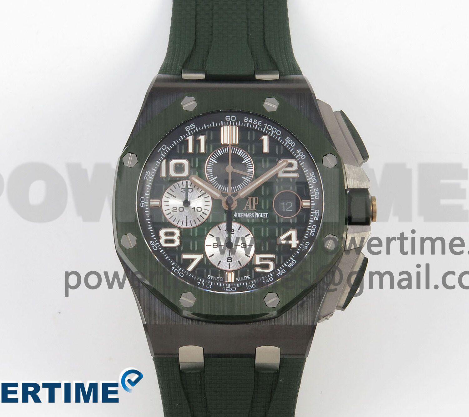 Royal Oak Offshore 44mm Green Ceramic APJF 1:1 Best Edition Green Dial on Green Rubber Strap A3126
