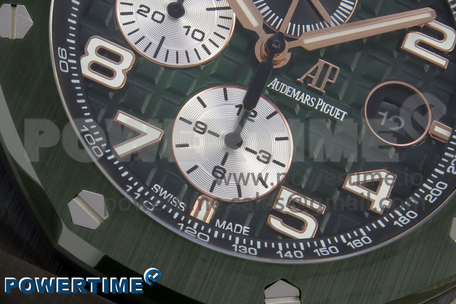 Royal Oak Offshore 44mm Green Ceramic APJF 1:1 Best Edition Green Dial on Green Rubber Strap A3126 - Image 5