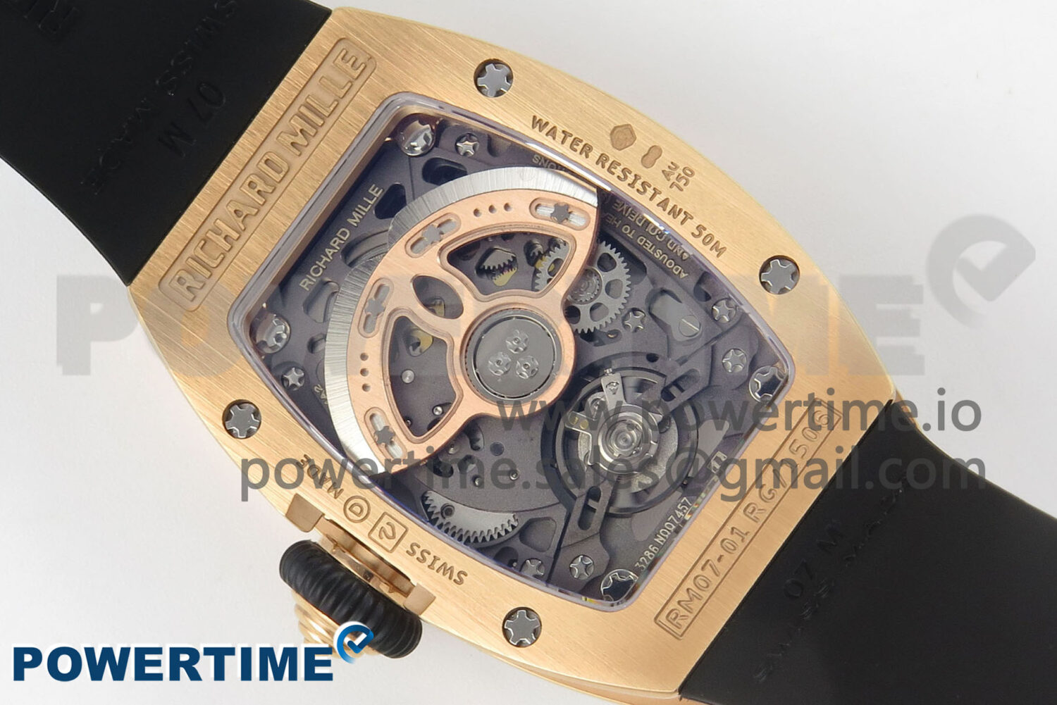 RM07 Ladies Full Diamonds RG ZF 1:1 Best Edition Red Dial on Black Rubber Strap CRMA2 Clone - Image 8