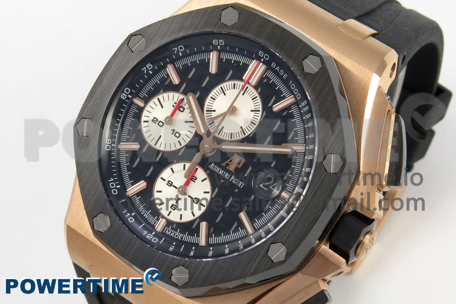 Royal Oak Offshore 44mm RG APPF Best Edition Black/White Dial Ceramic Bezel on Black Rubber Strap SA3126 - Image 3