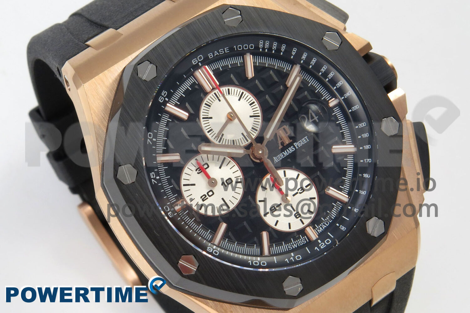 Royal Oak Offshore 44mm RG APPF Best Edition Black/White Dial Ceramic Bezel on Black Rubber Strap SA3126 - Image 2