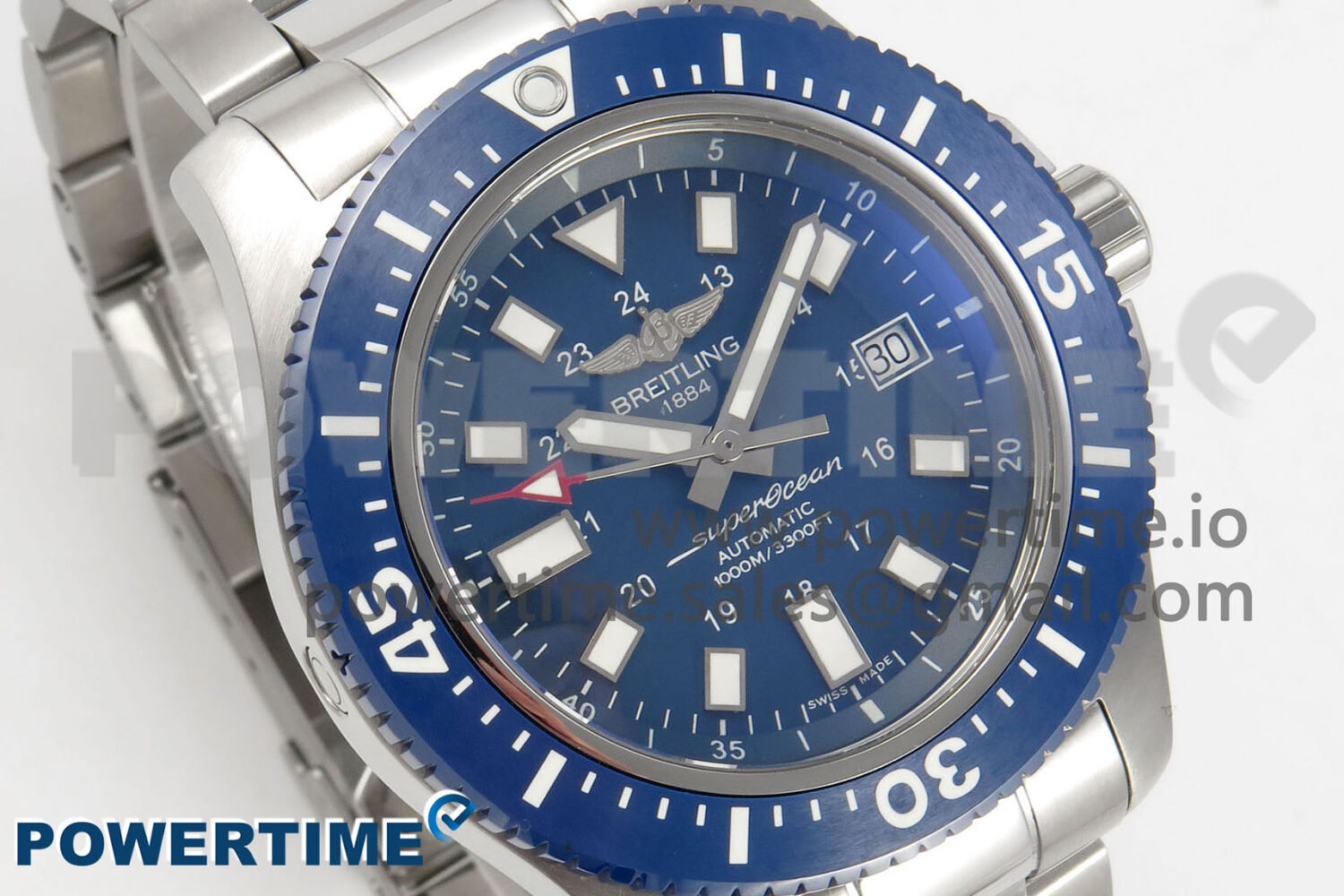 Superocean 44mm SS TF 1:1 Best Edition Blue Dial Blue Bezel on SS Bracelet A2824 V2 - Image 2