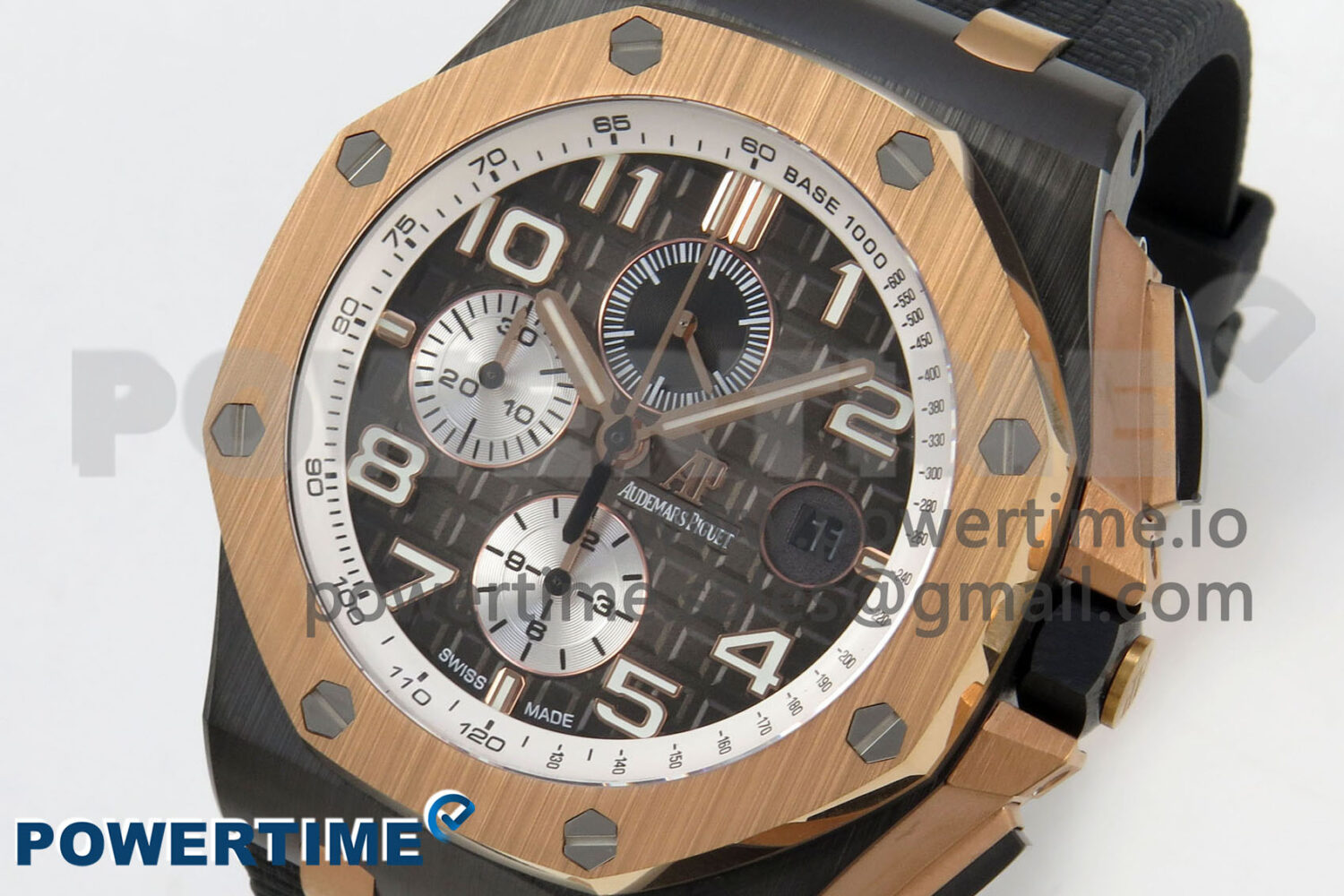 Royal Oak Offshore 44mm Black Ceramic RG Bezel APJF 1:1 Best Edition Gray Dial on Black Rubber Strap A3126 - Image 2