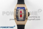 RM07 Ladies Full Diamonds RG ZF 1:1 Best Edition Red Dial on Black Rubber Strap CRMA2 Clone
