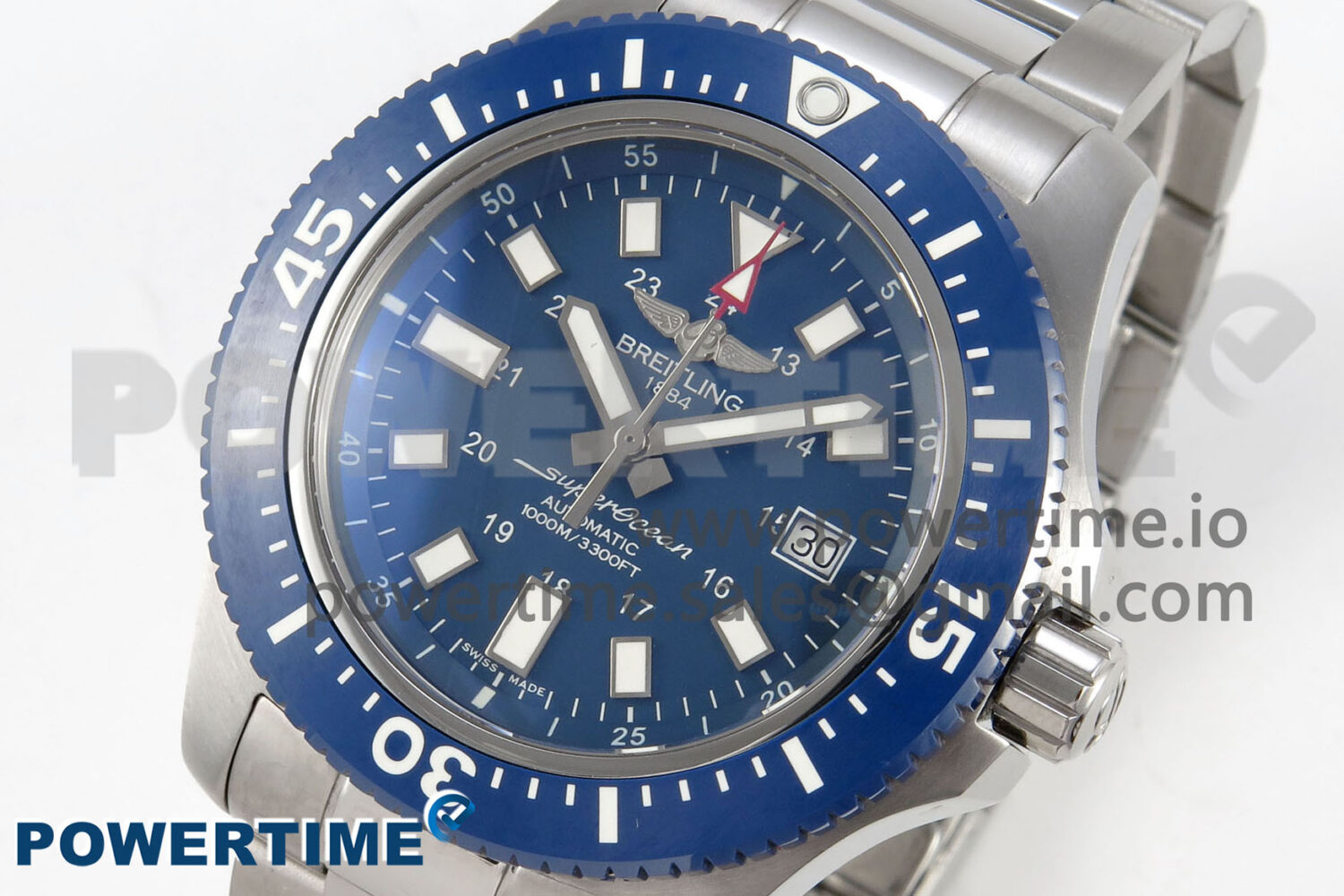 Superocean 44mm SS TF 1:1 Best Edition Blue Dial Blue Bezel on SS Bracelet A2824 V2 - Image 3