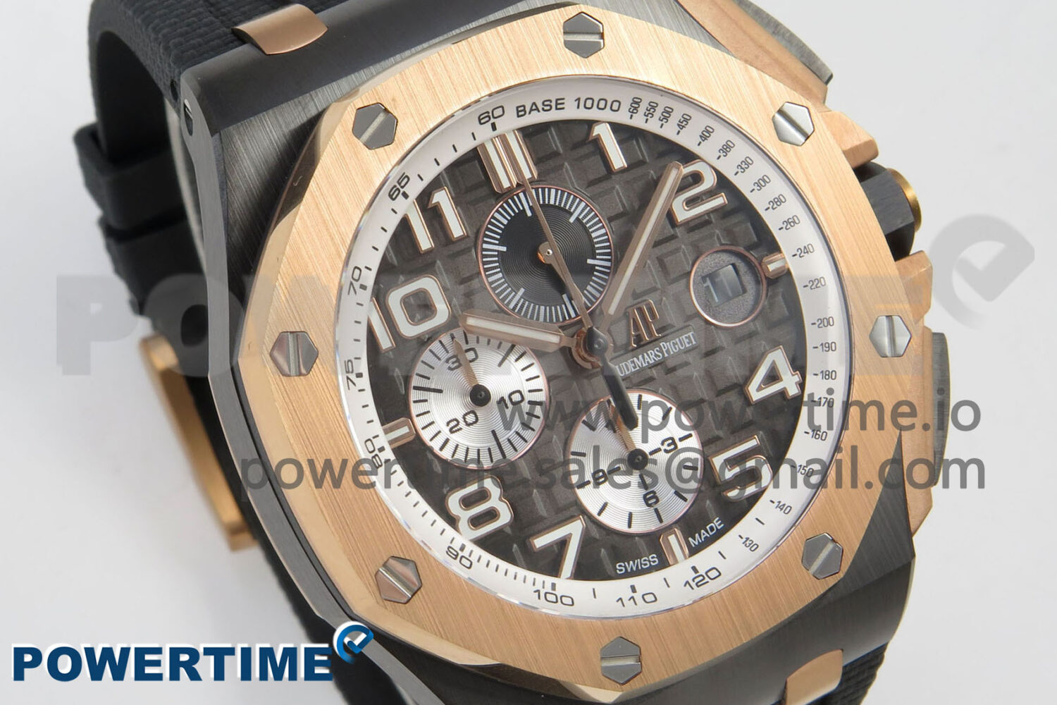Royal Oak Offshore 44mm Black Ceramic RG Bezel APJF 1:1 Best Edition Gray Dial on Black Rubber Strap A3126 - Image 3