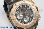 Royal Oak Offshore 44mm Black Ceramic RG Bezel APJF 1:1 Best Edition Gray Dial on Black Rubber Strap A3126 - Image 3