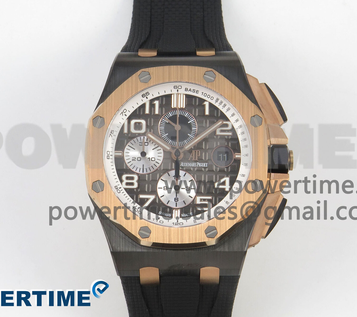 Royal Oak Offshore 44mm Black Ceramic RG Bezel APJF 1:1 Best Edition Gray Dial on Black Rubber Strap A3126