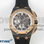 Royal Oak Offshore 44mm Black Ceramic RG Bezel APJF 1:1 Best Edition Gray Dial on Black Rubber Strap A3126