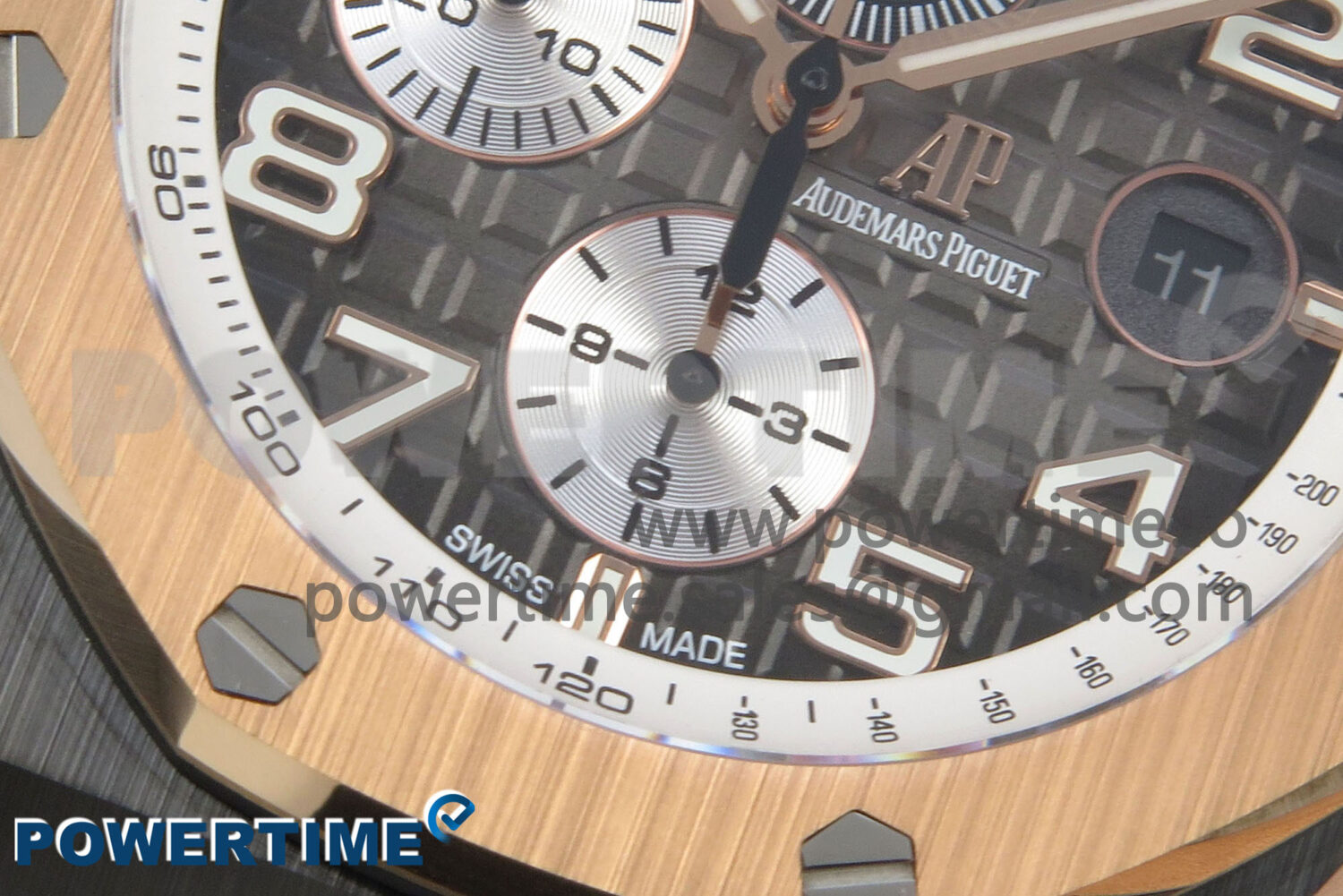 Royal Oak Offshore 44mm Black Ceramic RG Bezel APJF 1:1 Best Edition Gray Dial on Black Rubber Strap A3126 - Image 5