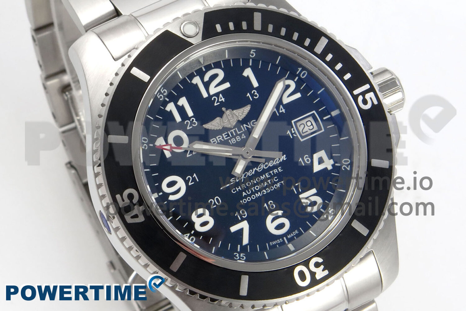 Superocean 44mm SS TF 1:1 Best Edition Black Dial Black Bezel on SS Bracelet A2824 V2 - Image 2