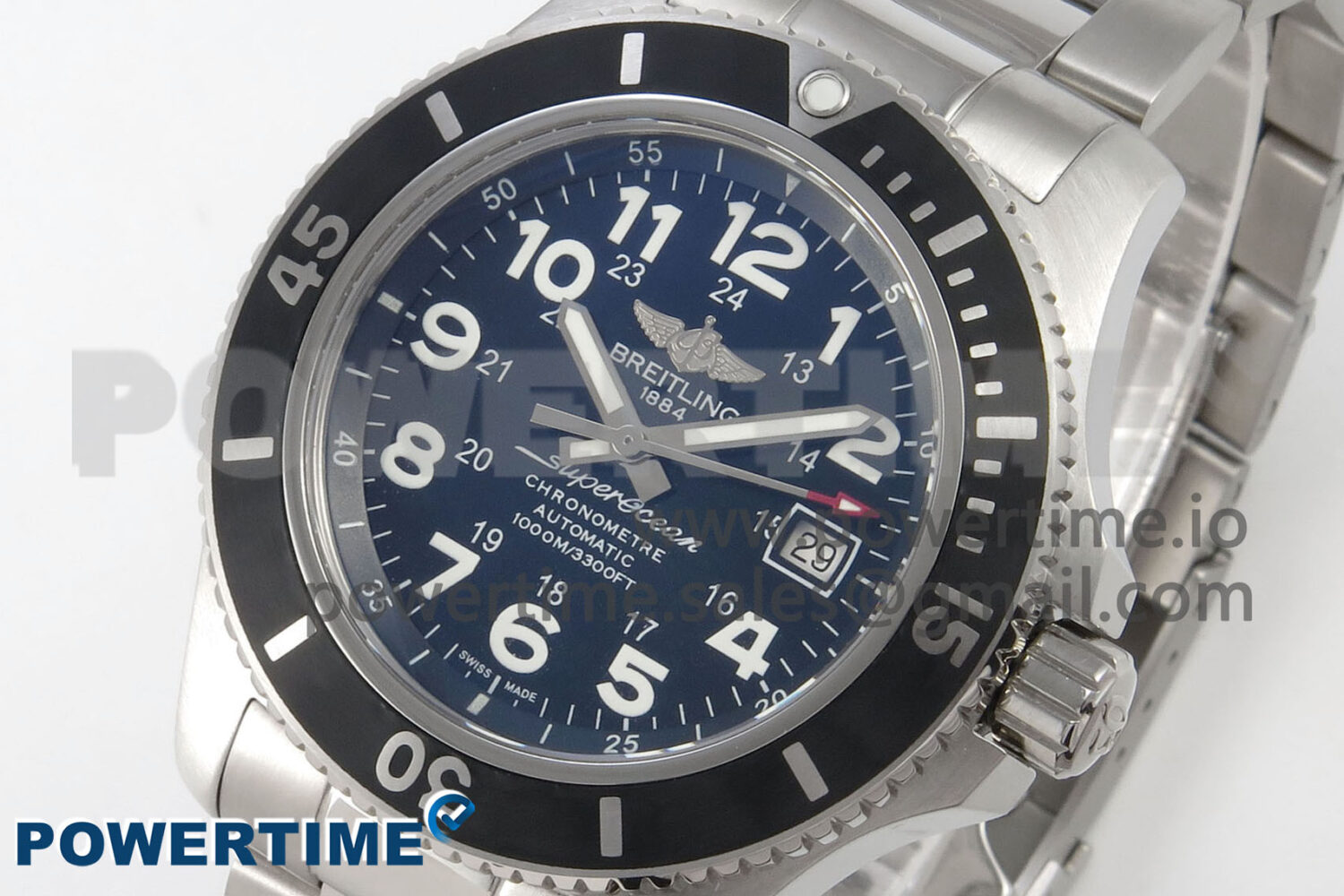 Superocean 44mm SS TF 1:1 Best Edition Black Dial Black Bezel on SS Bracelet A2824 V2 - Image 3