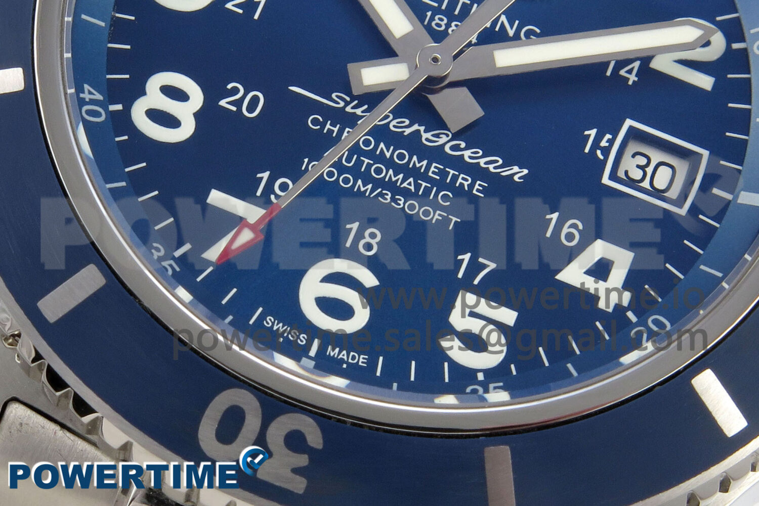 Superocean 44mm SS TF 1:1 Best Edition Blue Dial Blue Bezel on SS Bracelet A2824 V2 - Image 5