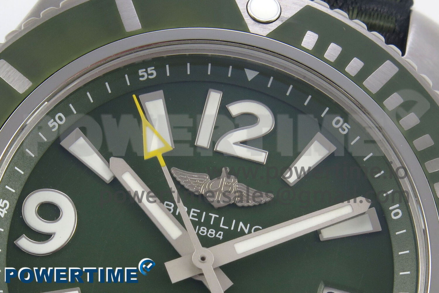 Superocean 44mm SS TF 1:1 Best Edition Green Dial Green Bezel on Green Nylon Strap A2824 V2 - Image 4