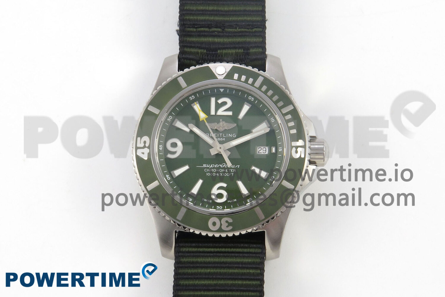 Superocean 44mm SS TF 1:1 Best Edition Green Dial Green Bezel on Green Nylon Strap A2824 V2 - Image 1