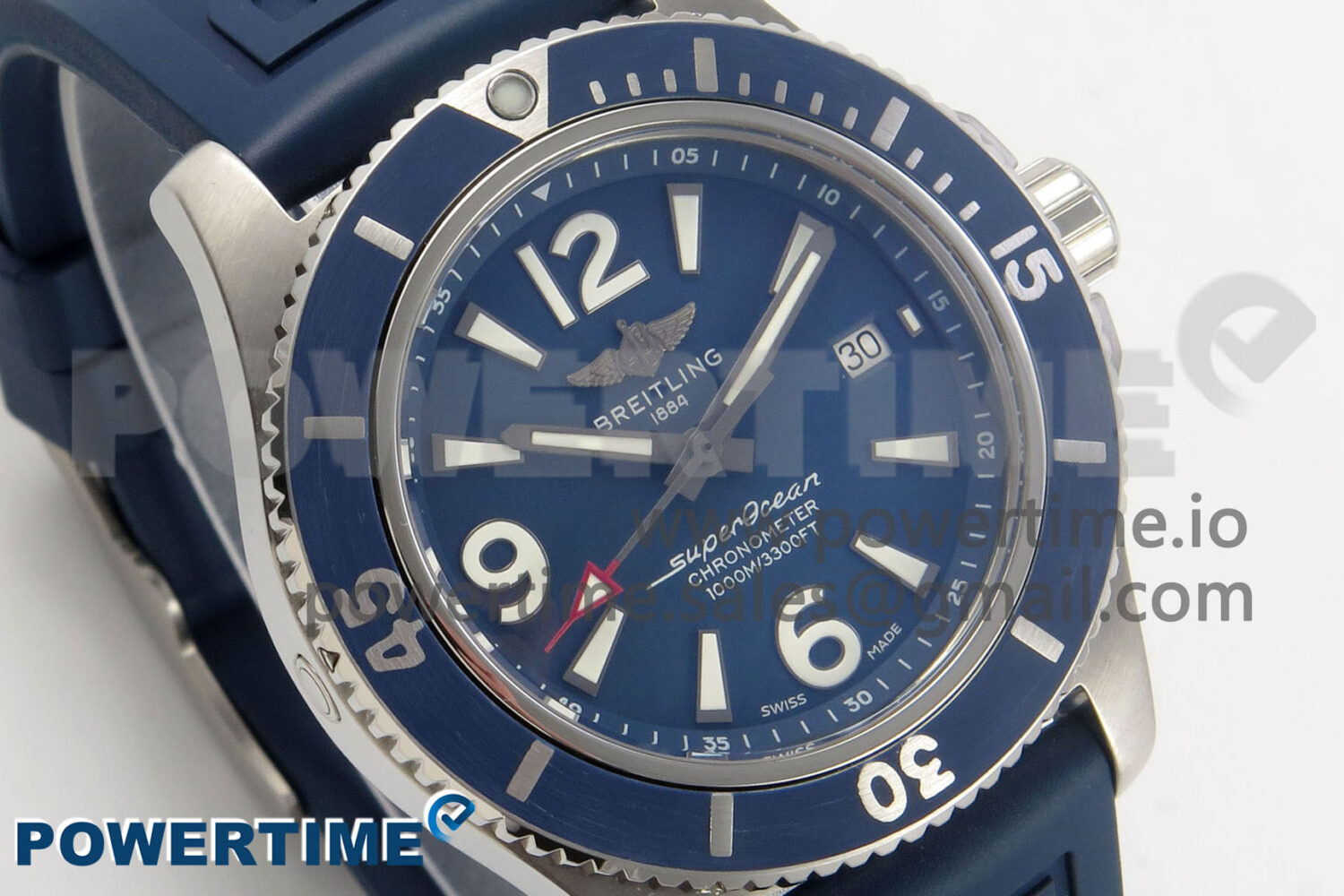 Superocean 46mm SS TF 1:1 Best Edition Blue Dial Blue Bezel on Blue Rubber Strap A2824 V2 - Image 2