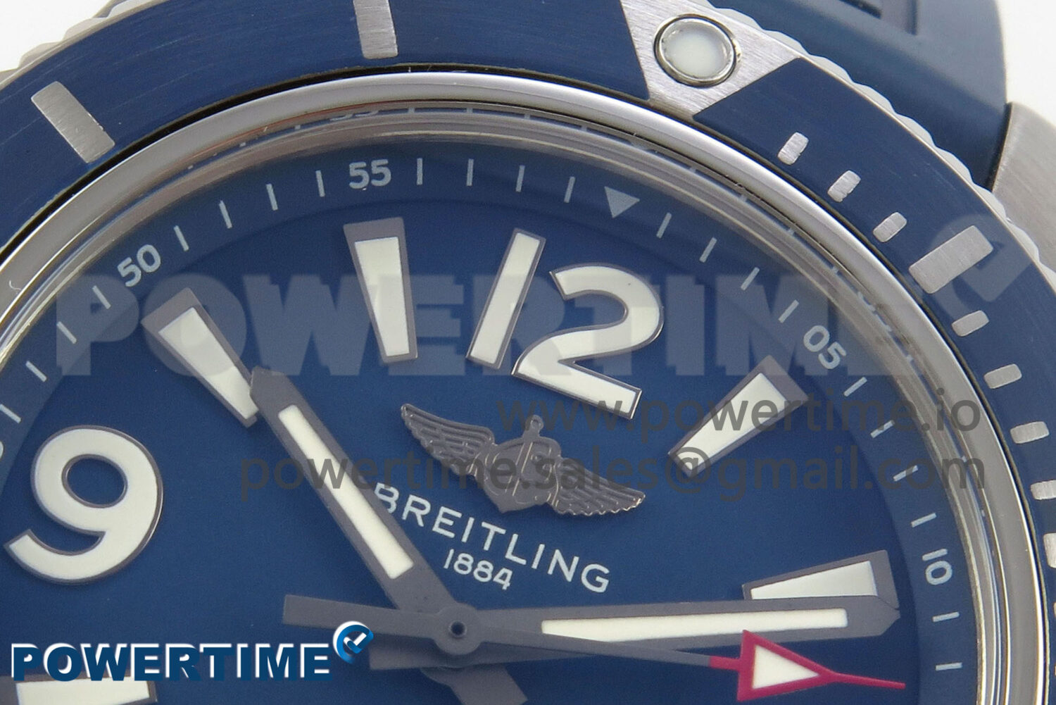 Superocean 46mm SS TF 1:1 Best Edition Blue Dial Blue Bezel on Blue Rubber Strap A2824 V2 - Image 4