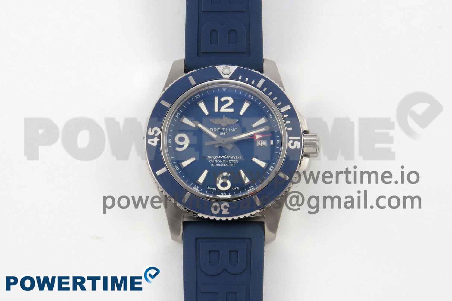 Superocean 46mm SS TF 1:1 Best Edition Blue Dial Blue Bezel on Blue Rubber Strap A2824 V2 - Image 1
