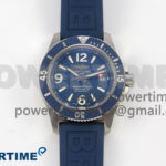 Superocean 46mm SS TF 1:1 Best Edition Blue Dial Blue Bezel on Blue Rubber Strap A2824 V2