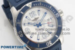 Superocean 46mm SS TF 1:1 Best Edition White Dial Blue Bezel on Blue Rubber Strap A2824 V2 - Image 2