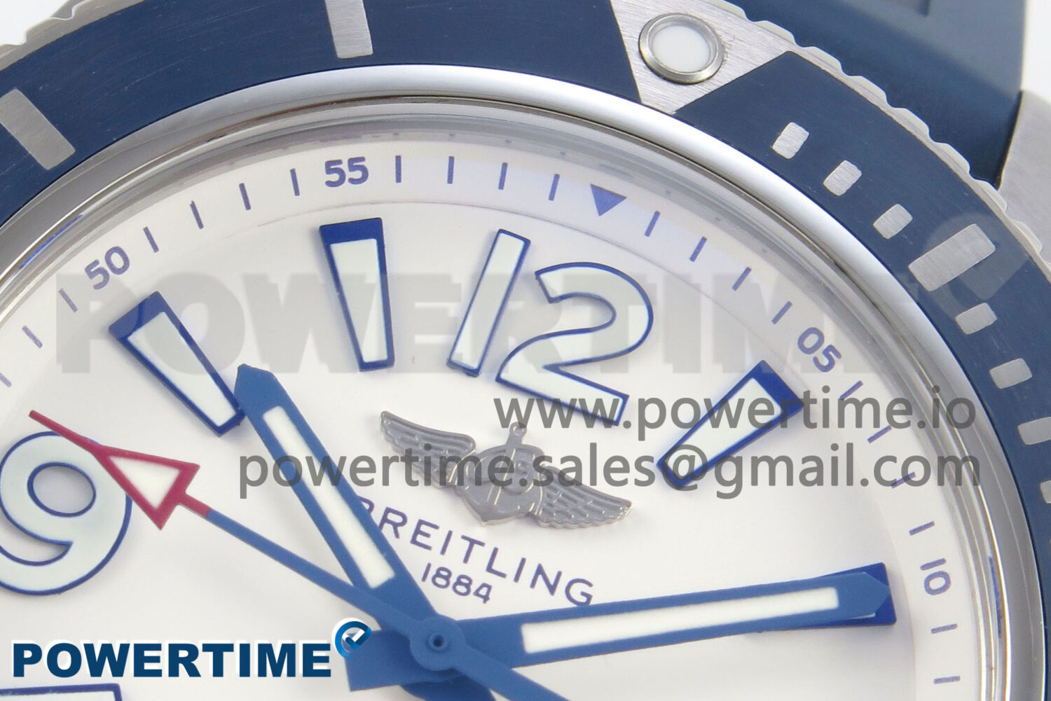 Superocean 46mm SS TF 1:1 Best Edition White Dial Blue Bezel on Blue Rubber Strap A2824 V2 - Image 4