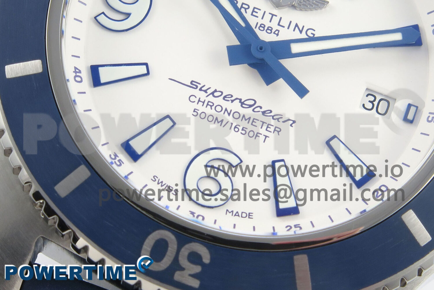 Superocean 46mm SS TF 1:1 Best Edition White Dial Blue Bezel on Blue Rubber Strap A2824 V2 - Image 5