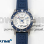 Superocean 46mm SS TF 1:1 Best Edition White Dial Blue Bezel on Blue Rubber Strap A2824 V2